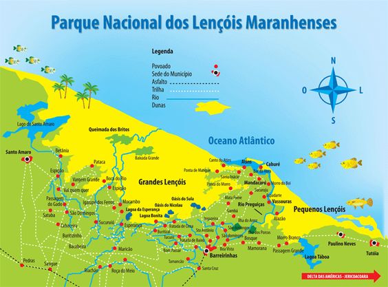 Mapa do Parque Nacional dos Lençóis Maranhenses