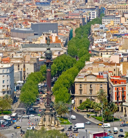 Las Ramblas em Barcelona vista de cima