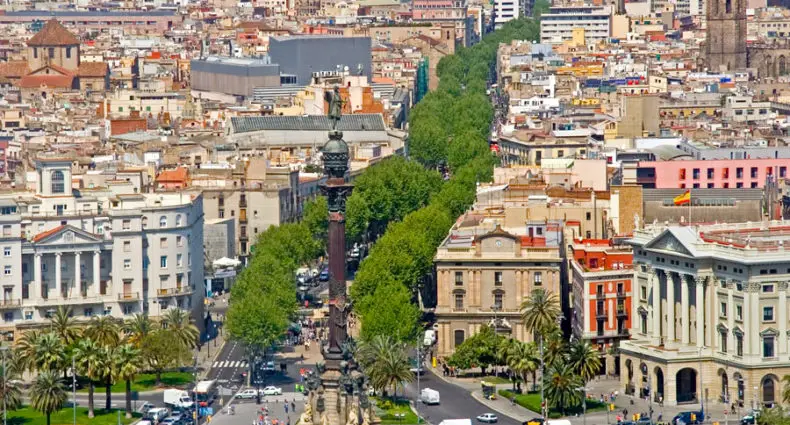 Las Ramblas em Barcelona vista de cima
