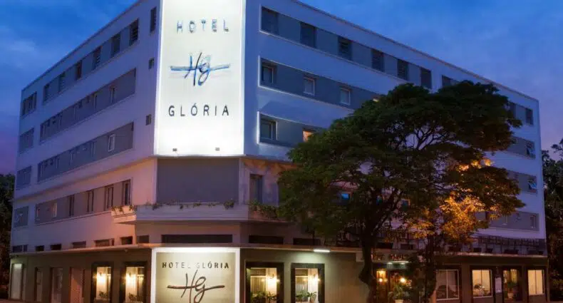 A fachada do Hotel Glória em Blumenau