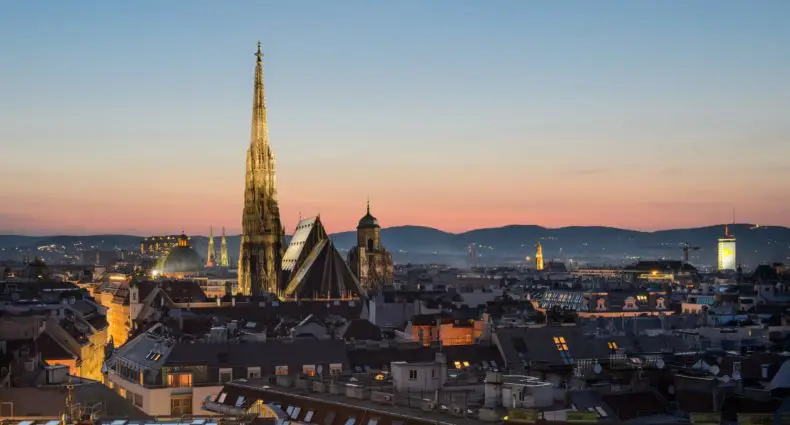 Foto de pôr do sol em Viena, na Austria