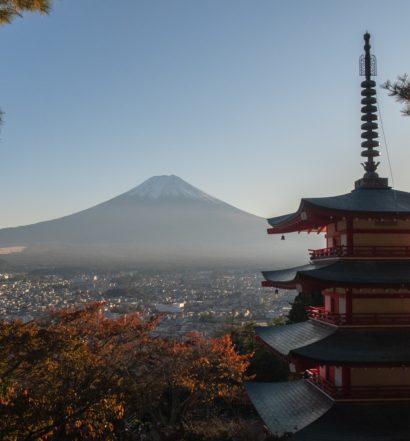 Monte Fuji e castelo típico do Japão