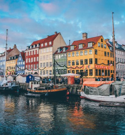 Canal de Nyhavn em Copenhagen na Dinamarca