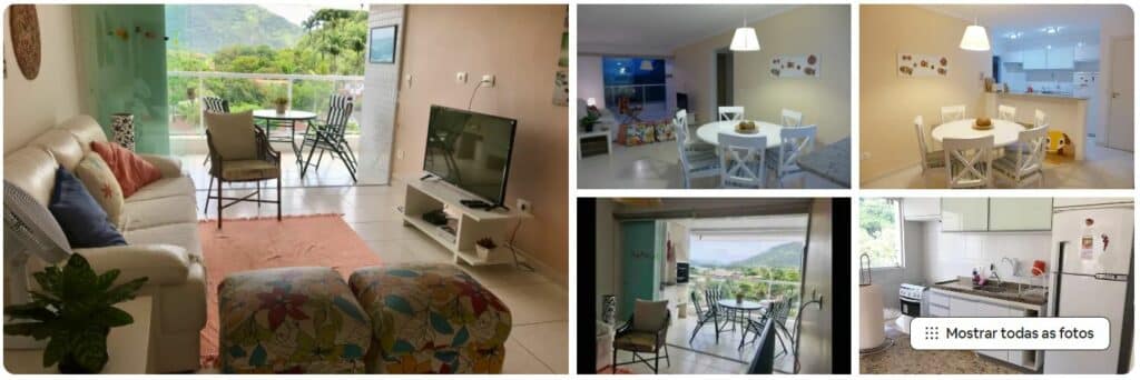 Airbnb em apartamento espaçoso para pessoas que vão à Praia da Enseada em Ubatuba