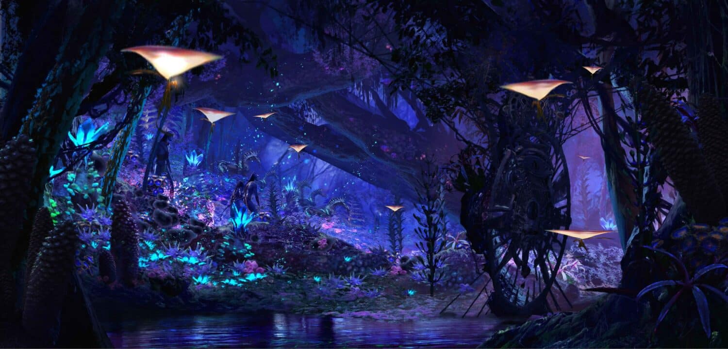 Parte da atração Na'vi River Journey, na área de Pandora no Animal Kingdom, parque da Disney