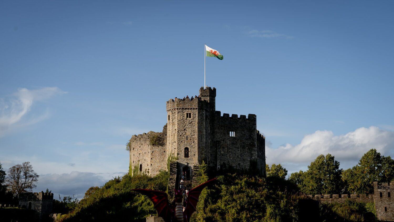 vista do Castelo de Cardiff, capital do País de Gales no Reino Unido