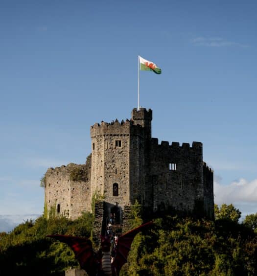 vista do Castelo de Cardiff, capital do País de Gales no Reino Unido