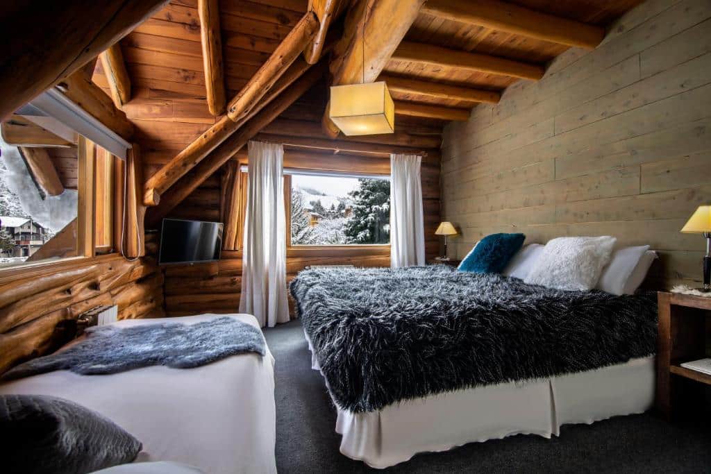 Quarto da Hosteria Sudbruck, um dos locais onde ficar em Bariloche