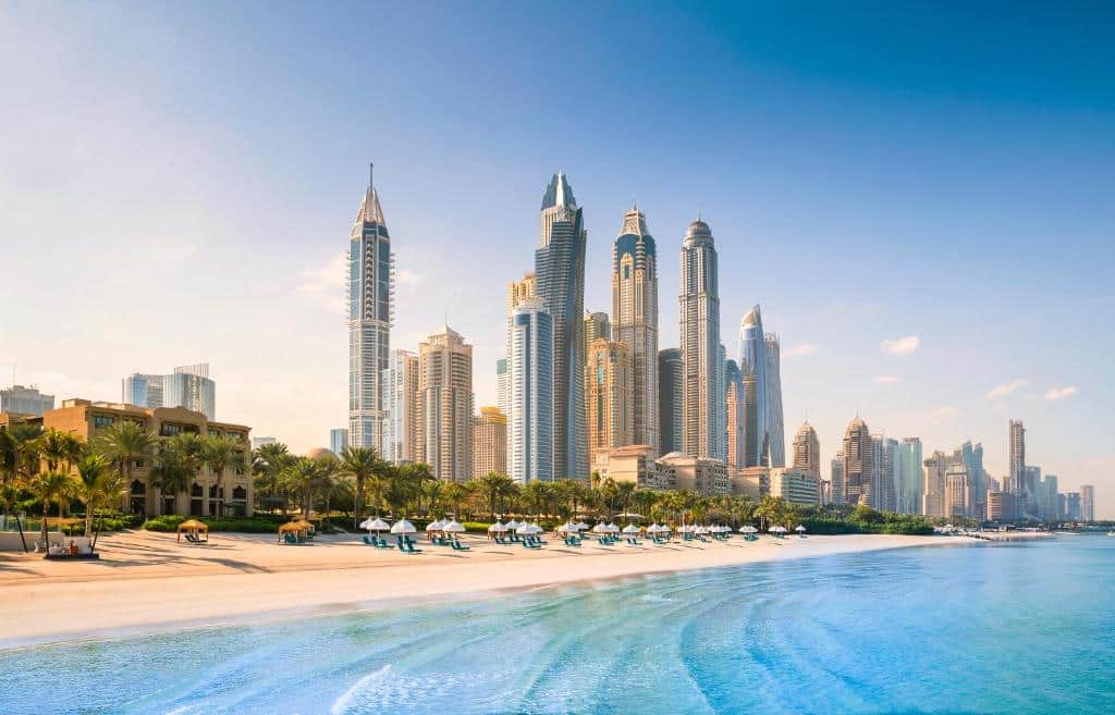 Vista da praia privativa do One&Only Royal Mirage Resort, um dos hotéis Dubai