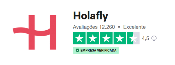 Print do site da Trustpilot mostrando que a Holafly tem 12.260 avaliações, nota 4,5 de 5 estrelas e é uma empresa classificada como excelente