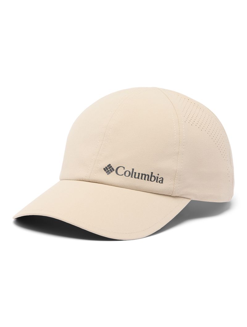 Um boné de beisebol bege com a palavra "Columbia" e o logotipo na frente. O boné tem orifícios de ventilação nas laterais. Ilustra o post O que levar na mala de viagem.